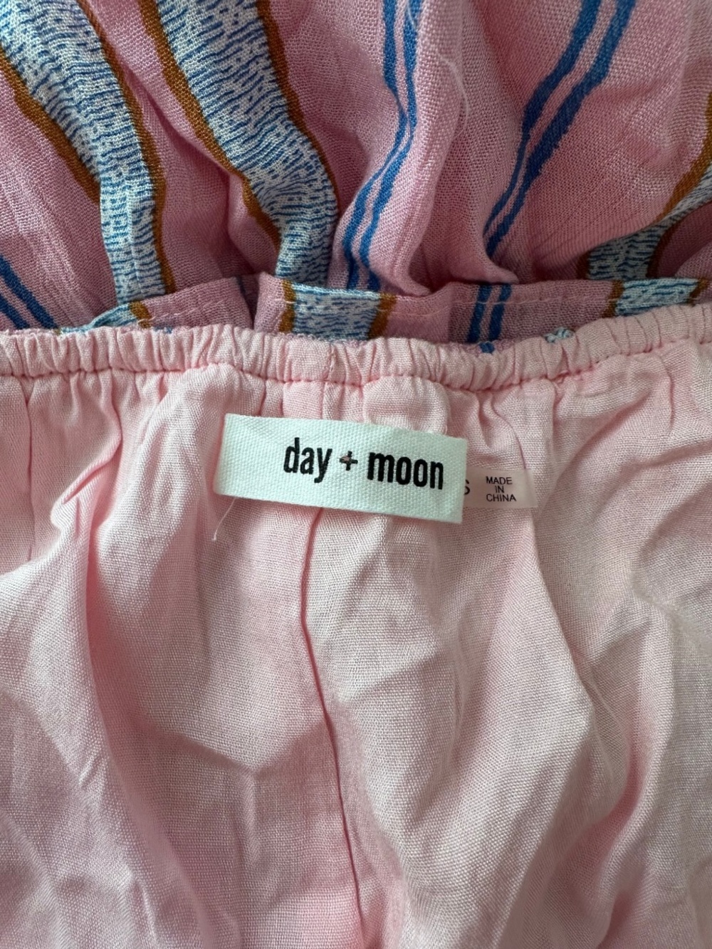 Day + Moon Pink Striped Halter Tiered Mini Dress Open Back – Size Small - Picture 5 of 5